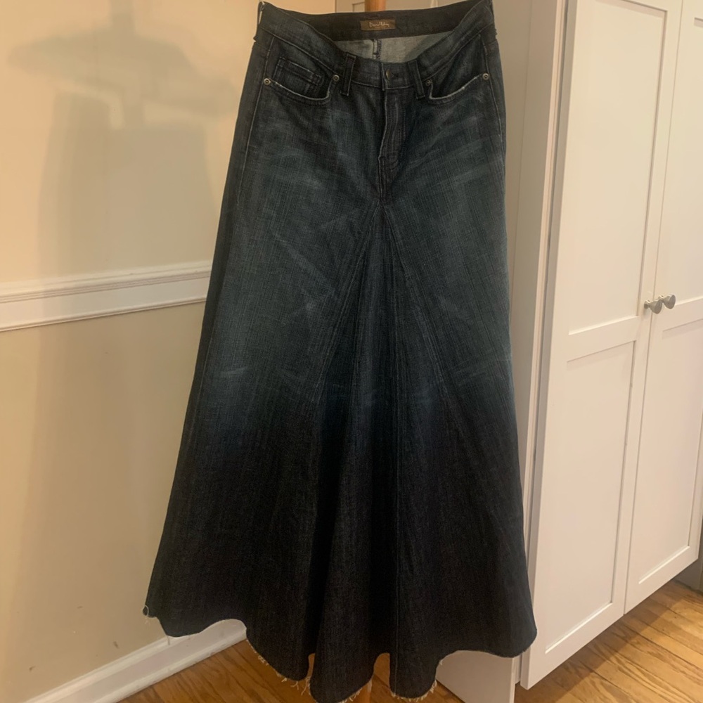Vintage David Kahn Maxi Denim Skirt  A-Line Gored Full Sweep Rare 29